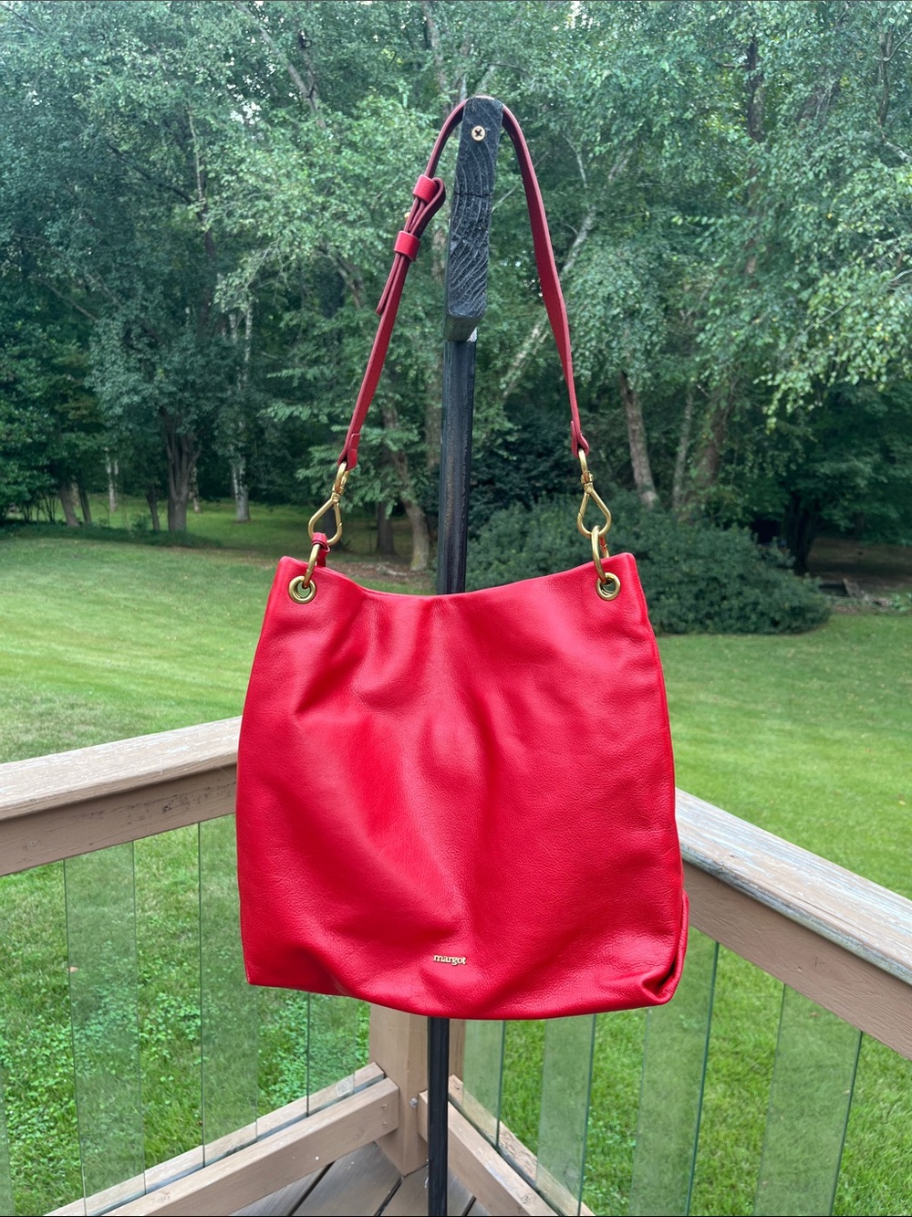 Margot Red Leather Shoulder Bag